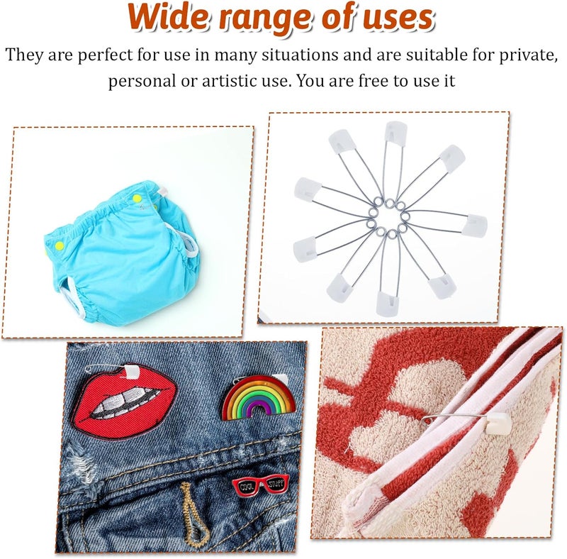 LIQWEI 50 Pcs Diaper Pins, 2.2 Inch Plastic Head Safety Pin with Safe Locking Closures, Cloth Diaper Nappy Pins with Locking Closures Stainless Steel - Image 5